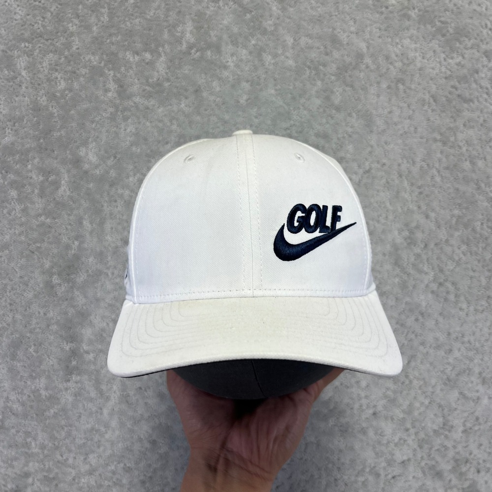 Nike‎ Golf Hat Mens White Adjustable Strap Hat Swoosh Logo Stars Stripes USA